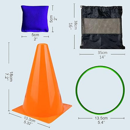 unanscre 31PCS 3 in 1 Carnival Outdoor Games Combo Set for Kids, Soft Plastic Cones Bean Bags Ring Toss Game, Gift for Birthday Party/Xmas nirvanaguru