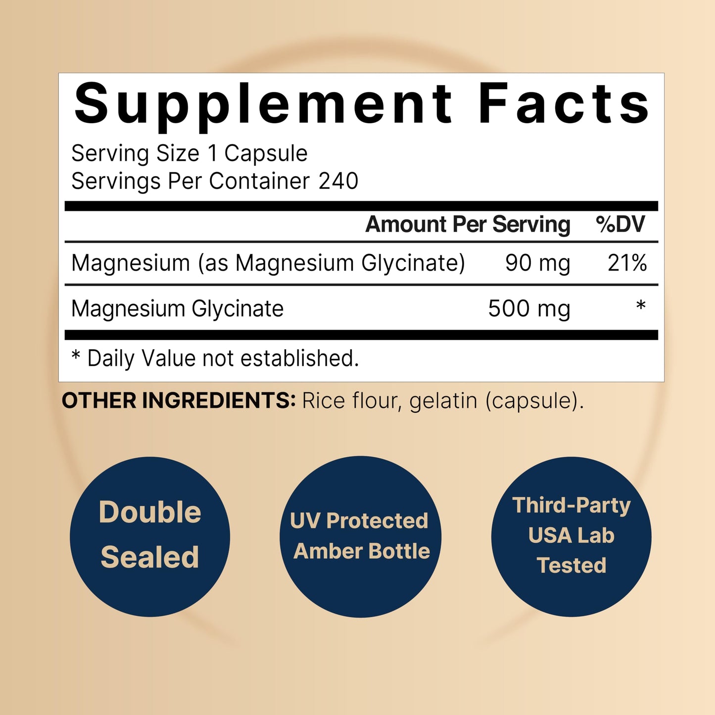 NatureBell Magnesium Glycinate 500mg, 240 Capsules | 100% Chelated & Purified | Sleep, Muscle & Heart Support | 3rd Party Tested, Non-GMO, Gluten-Free