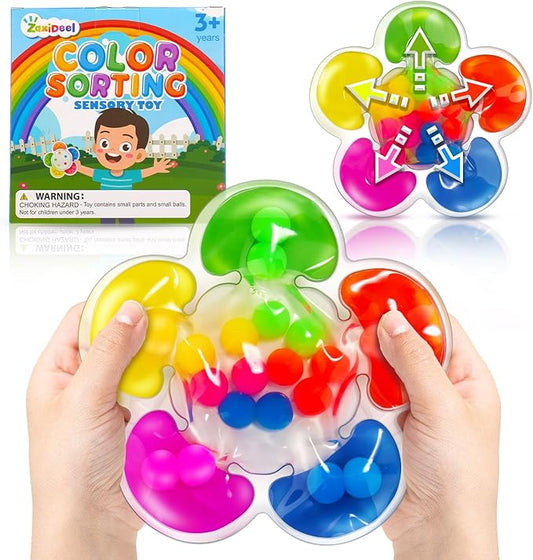 Color Sorting Toys Sensory Toys, Fine Motor Skills Game for Toddlers, Color Matching Toy Preschool Learning Activities Educational Calm Down Montessori Toy for Kids Boys Girls Ages 1 2 3 As Gifts nirvanaguru