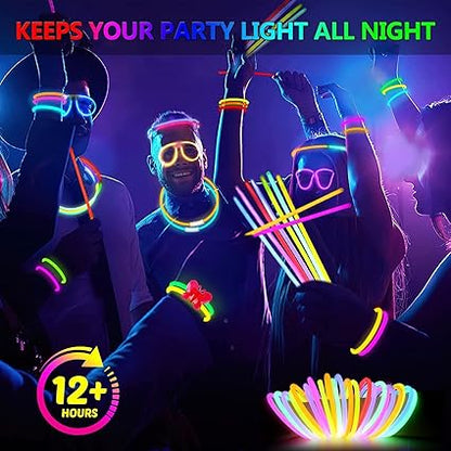 BUDI 467Pcs Glow Sticks - Halloween Party Favors Glow in the Dark Party Supplies for Kids Adults 4th of July Accessories Neon Decors Glowsticks Bulk 8 Inch & Connectors Necklace Bracelet Glasses nirvanaguru