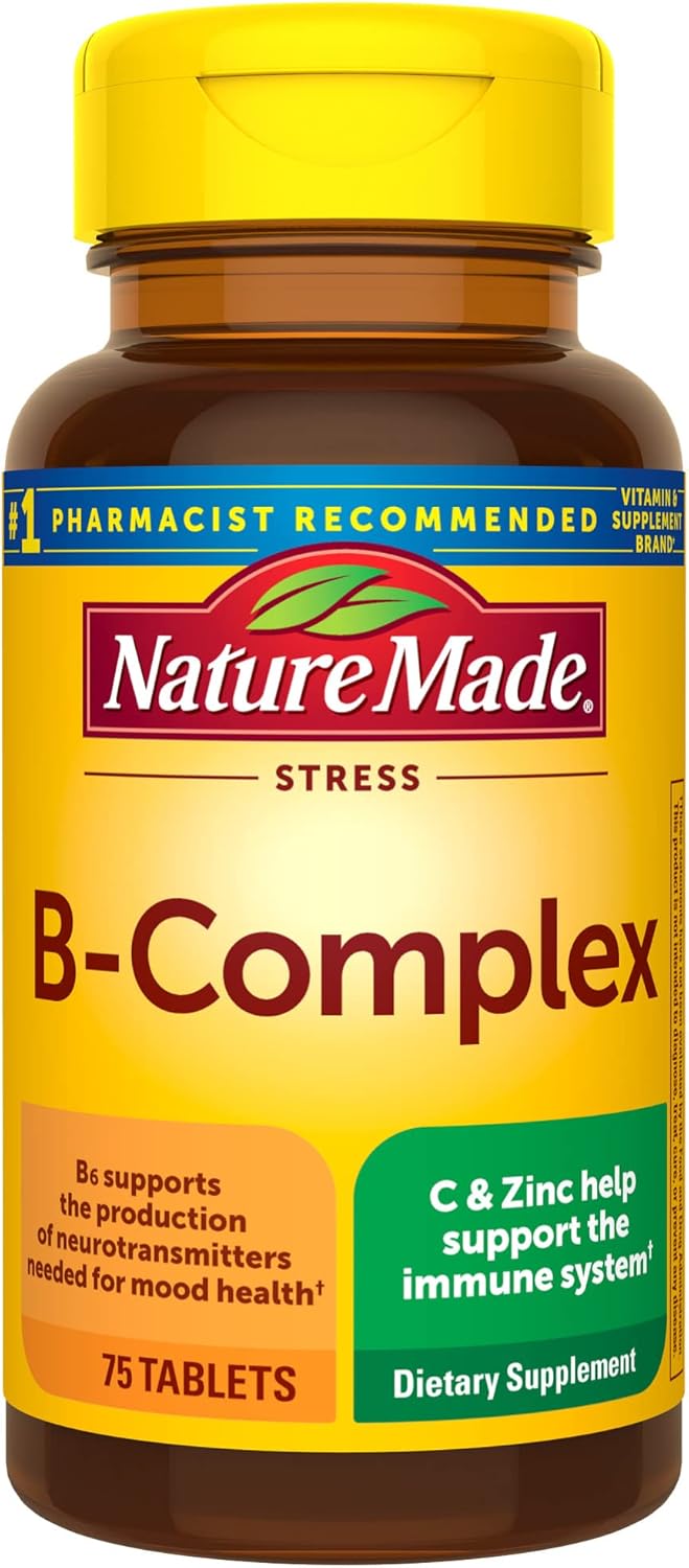 Nature Made Stress B Complex with Vitamin C and Zinc, Dietary Supplement for Immune Support, 75 Tablets, 75 Day Supply - Nirvana Guru