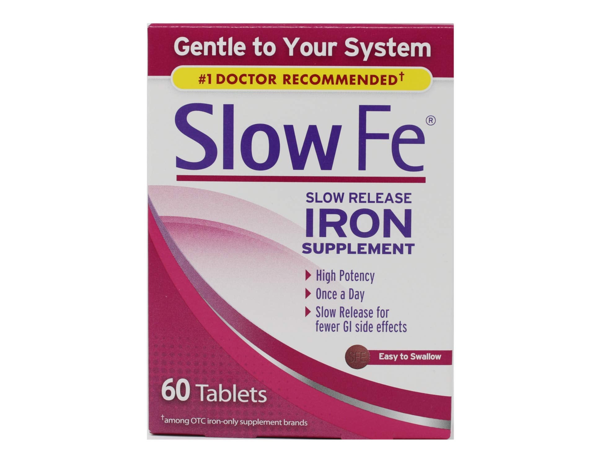 Slow Fe 45mg Iron Supplement for Iron Deficiency, Slow Release, High Potency, Easy to Swallow Tablets - 60 Count Nirvana Guru