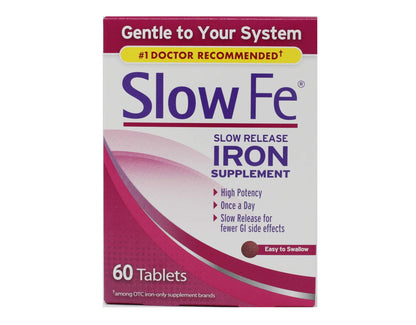 Slow Fe 45mg Iron Supplement for Iron Deficiency, Slow Release, High Potency, Easy to Swallow Tablets - 60 Count Nirvana Guru