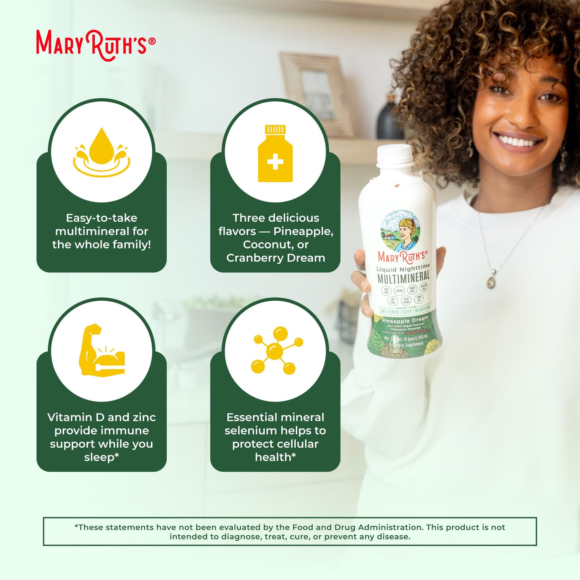 MaryRuth's Liquid Nighttime Multimineral | NO Melatonin | Bedtime Routine | Magnesium Citrate | Calcium | Zinc | Vitamin D3| Available in 4 Flavors | Vegan | Sugar Free | Gluten Free | 32 Oz - Nirvana Guru