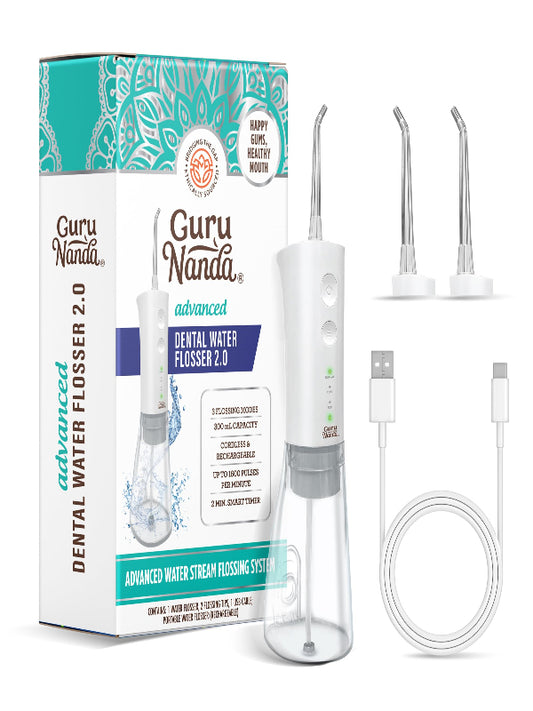 GuruNanda Advanced Dental Water Flosser 2.0 with UV Mode - Cordless and Portable - 290 ml Water Tank, 3 Modes, Rechargeable for Healthy Teeth and Gums Nirvana Guru