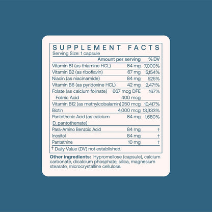 BodyBio - Vitamin B Complex Including B1, B2, B3, B5, B6, Methyl B12, Folinic Acid, 5-MTHF, and B7 to Supports Alertness, Metabolism & Immune System, 90 Capsules Nirvana Guru
