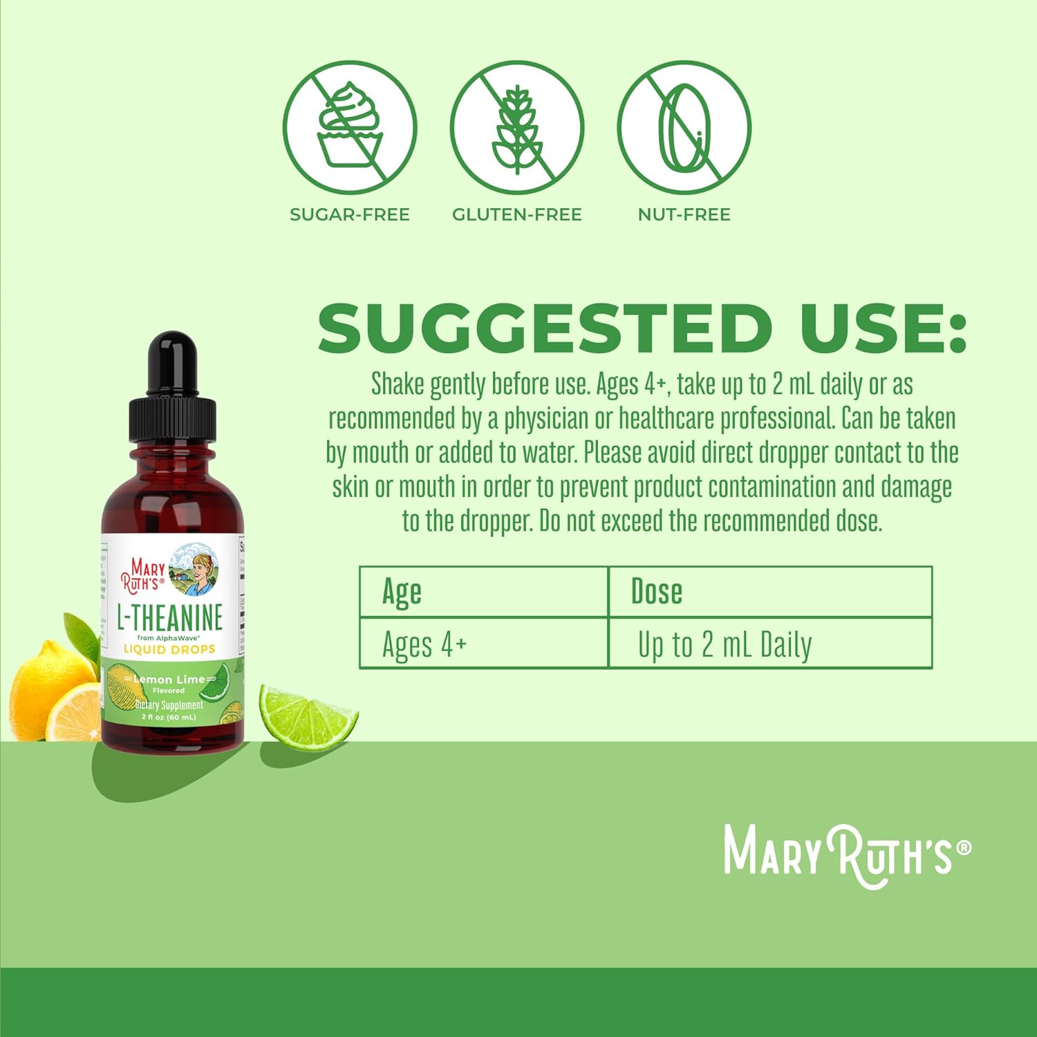 MaryRuth's L Theanine 200mg Liquid Drops | Mood Support for Adults & Kids | Focus Supplement | Natural Sleep Support | Vegan | Non-GMO | Gluten Free | 30 Servings - Nirvana Guru