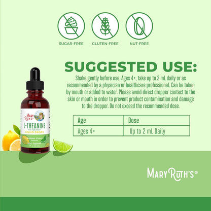 MaryRuth's L Theanine 200mg Liquid Drops | Mood Support for Adults & Kids | Focus Supplement | Natural Sleep Support | Vegan | Non-GMO | Gluten Free | 30 Servings - Nirvana Guru