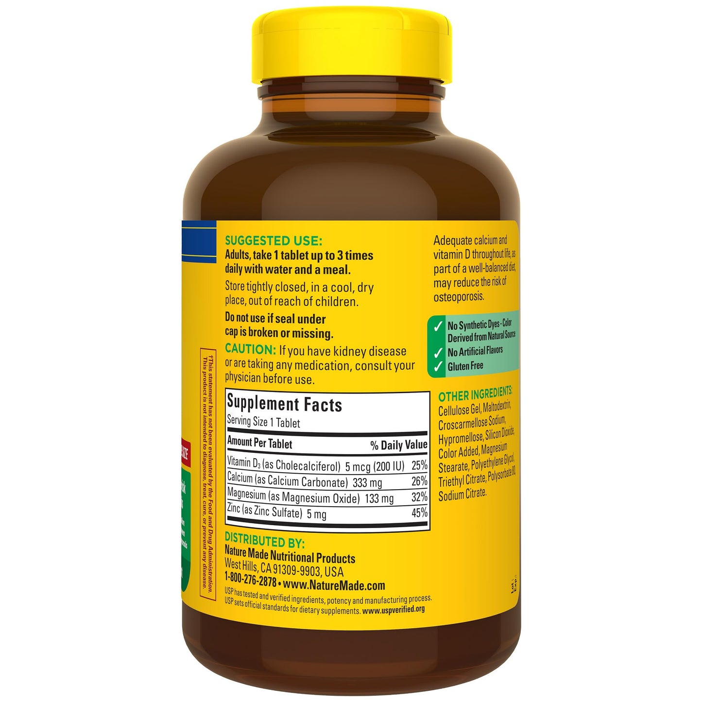 Nature Made Calcium Magnesium Zinc with Vitamin D3, Dietary Supplement for Bone Support, 300 Tablets - Nirvana Guru