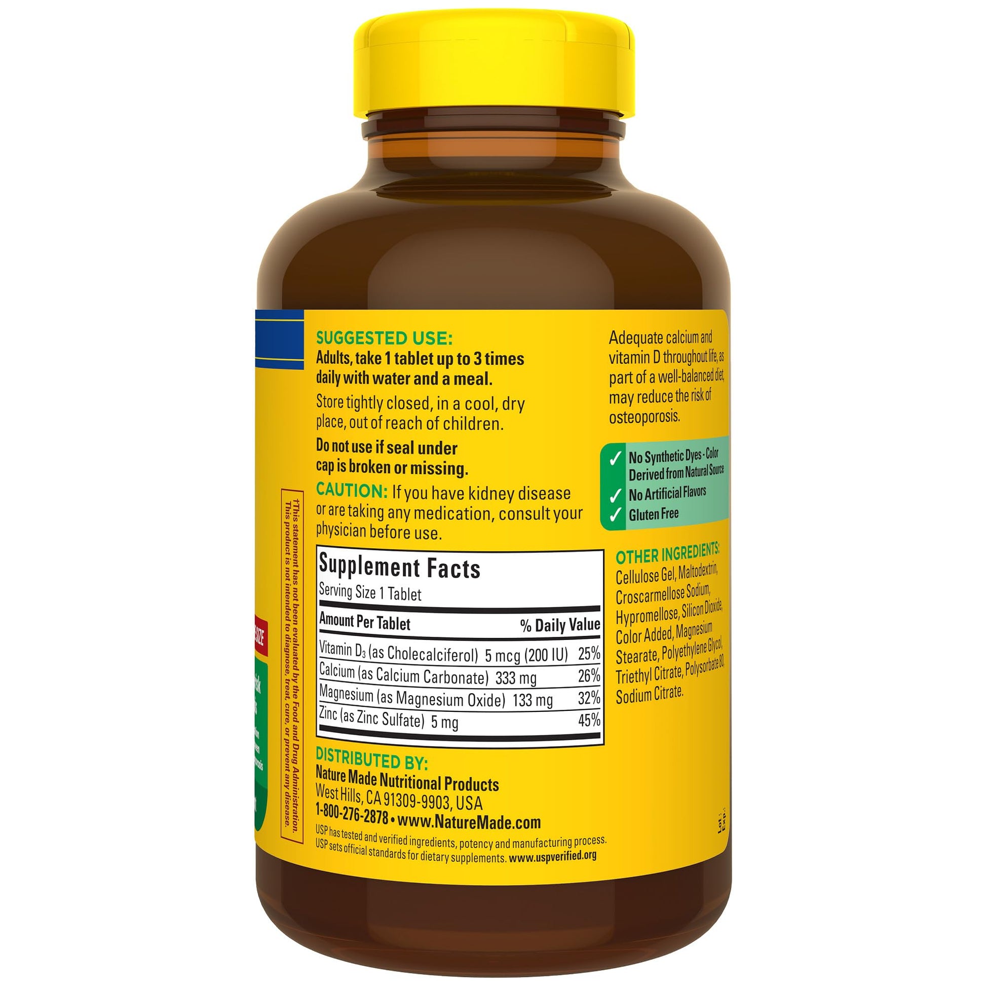 Nature Made Calcium Magnesium Zinc with Vitamin D3, Dietary Supplement for Bone Support, 300 Tablets - Nirvana Guru