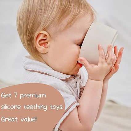 Moonkie Stacking Cups Toy, Fun Educational Baby Toys Silicone Soft Teething Toy, Age 6+ Months, 7 Piece Set nirvanaguru