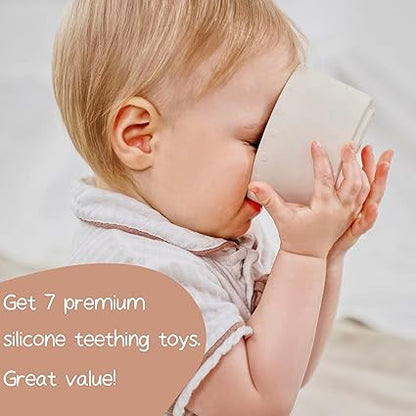 Moonkie Stacking Cups Toy, Fun Educational Baby Toys Silicone Soft Teething Toy, Age 6+ Months, 7 Piece Set nirvanaguru