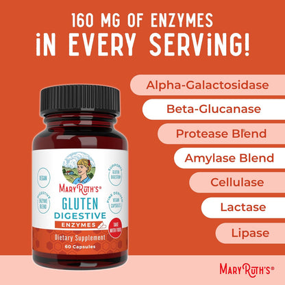 MaryRuth Organics Gluten Enzymes Capsules | Enzyme Supplement for Gut Health Support | Gluten Digestion | & Nutrient Absorption | Vegan | Gluten Free | 60 Count - Nirvana Guru