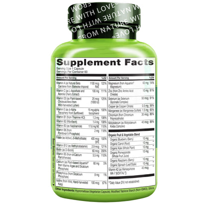 NATURELO Mens Multivitamins for Men 50+ - One Daily Multivitamin for Men with Vitamins, Minerals & Organic Whole Foods, Boost Energy & Health, Non-GMO, 60 Vegetarian Capsules - Nirvana Guru