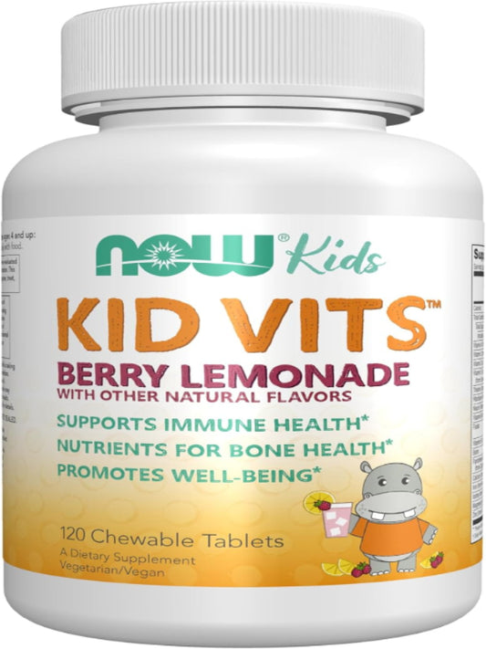 NOW Kids Supplements, Kid Vits Multivitamin, Berry Lemonade Flavor, 120 Chewable Tablets - Nirvana Guru