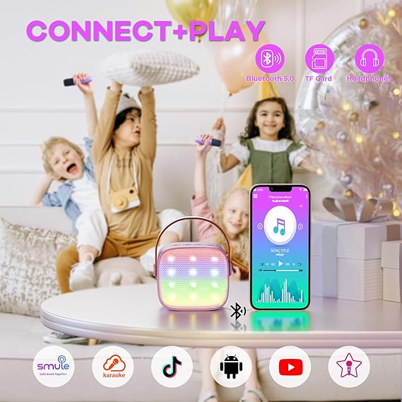 YLL Mini Karaoke Machine with 2 Wireless Microphones, TOP Kids Gifts for Girls Ages 3, 4, 5, 6, 7, 8, 9, 10, 11, 12 +Years Old, 4-12th Birthday Toy Gift for Girls Boys Party (Purple) nirvanaguru