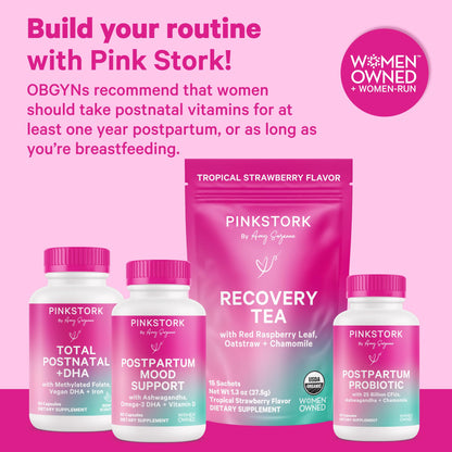 Pink Stork Total Postnatal Vitamins for Women with Vegan DHA, Iron, Folate, and Vitamin B12, Postpartum Recovery Essentials, Daily Supplement for Breastfeeding Moms - 1 Month Supply Nirvana Guru
