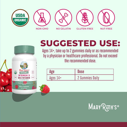 MaryRuth Organics Multivitamin for Women 14 | Women's Multivitamin Gummies for Immune Support| Skin Health | Sugar Free | Vegan | Non-GMO | 60 Count - Nirvana Guru