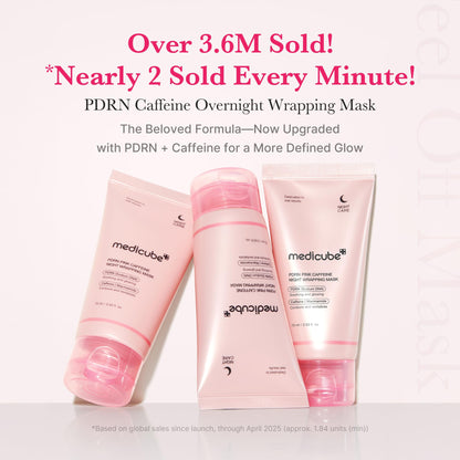 medicube PDRN Caffeine Overnight Wrapping Peel Off Facial Mask | Firming, Depuffing & Hydration | Salmon DNA + Caffeine + Collagen For Refined, Glass Skin & Face Contour Support | Korean Skin Care Nirvana Guru