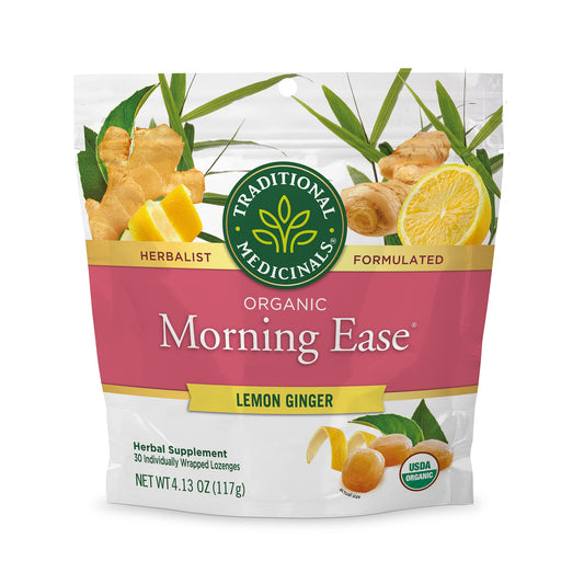 Traditional Medicinals Lozenges, Organic Morning Ease Lemon Ginger, Relieves Nausea & Morning Sickness Associated w/Normal Pregnancy, 30 Individually Wrapped Lozenges - Nirvana Guru