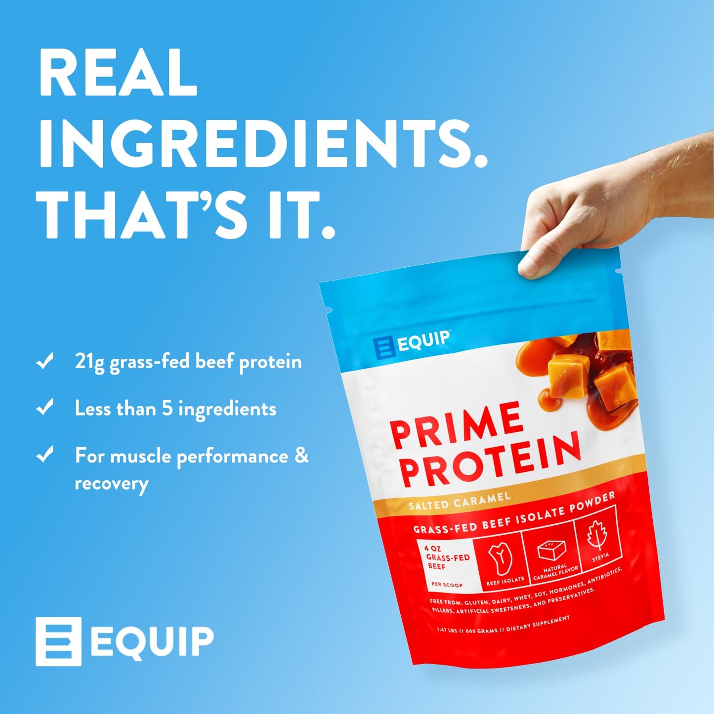 Equip Foods Prime Protein Powder | Clean, Grass Fed Beef Protein Isolate | Carnivore Protein Powder | Paleo, Keto Friendly | Gluten, Dairy Free | Helps Build & Repair Tissue | 30 Servings, Chocolate