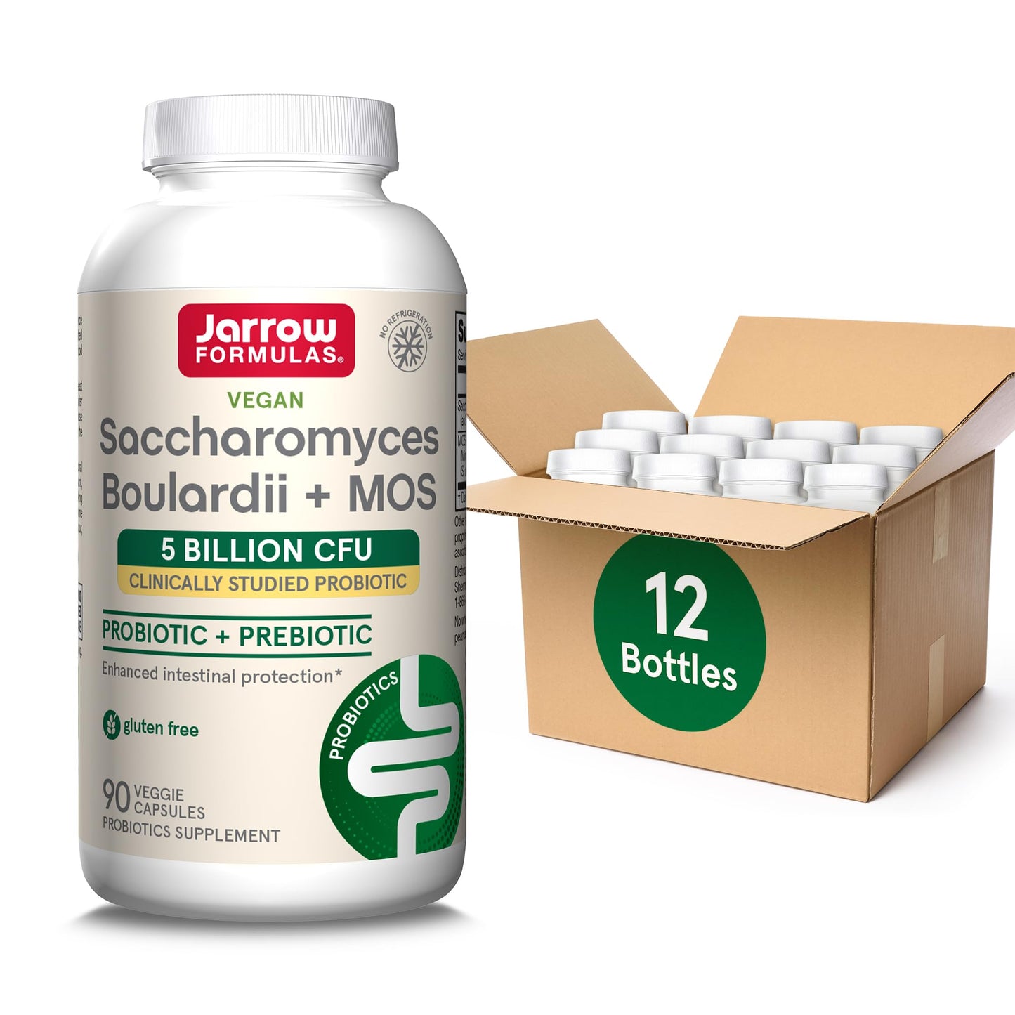 Jarrow Formulas Saccharomyces Boulardii Probiotics + MOS 5 Billion CFU Probiotic Yeast for Intestinal Health Support, Gut Health Supplements for Women and Men, 180 Veggie Capsules, 180 Day Supply - Nirvana Guru