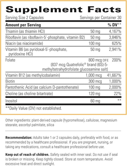 Integrative Therapeutics Active B-Complex - Energy Metabolism Support* - B-Complex Vitamin Supplement with 8 B-Vitamins, Vitamin B12, Folate, Choline - 60 Capsules - Nirvana Guru