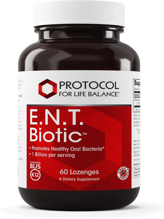 PROTOCOL FOR LIFE BALANCE E.N.T. Biotic - Probiotic Lozenge - Oral & Throat Health - 1 Billion CFU - Immune Support - Refrigerate for Live Bacteria - Nut & Soy Free - 60 Lozenges Nirvana Guru