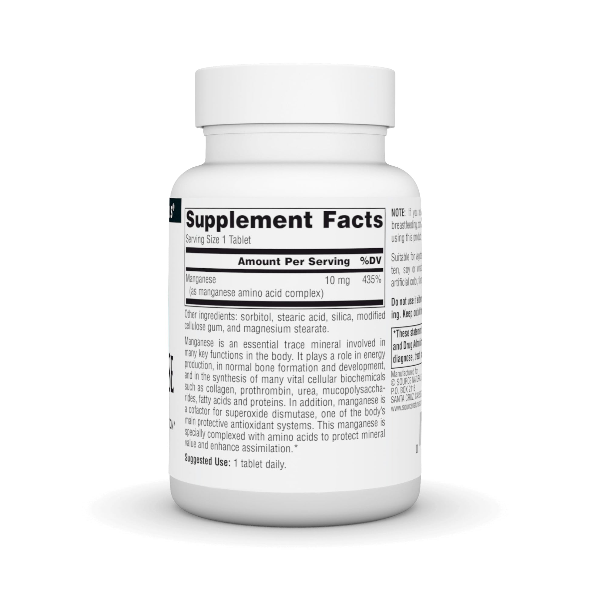 Source Naturals Manganese, Amino Acid Chelate - Supports Energy Production - 250 Tablets Nirvana Guru