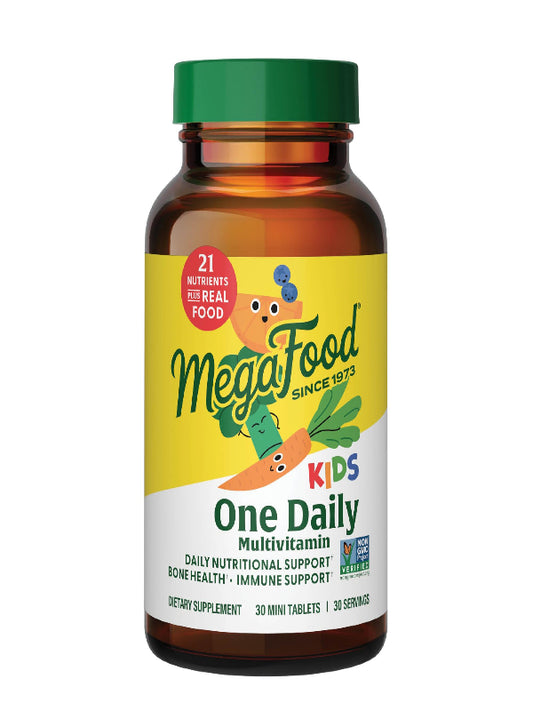 MegaFood Kids One Daily Multivitamin - Convenient Mini Multivitamin for Kids - with Zinc, Vitamins C, B & D - Vegetarian, Gluten Free, Non GMO - 60 Tablets, 60 Servings - Nirvana Guru