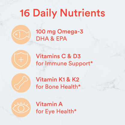 SmartyPants Kids Multivitamin Gummies - Improved Formula: Omega 3 (DHA/EPA), Vitamins D3, C, B12, B6, Vitamin A, K & Zinc, Gluten Free, Three Fruit Flavors, 60 Count (30 Day Supply)