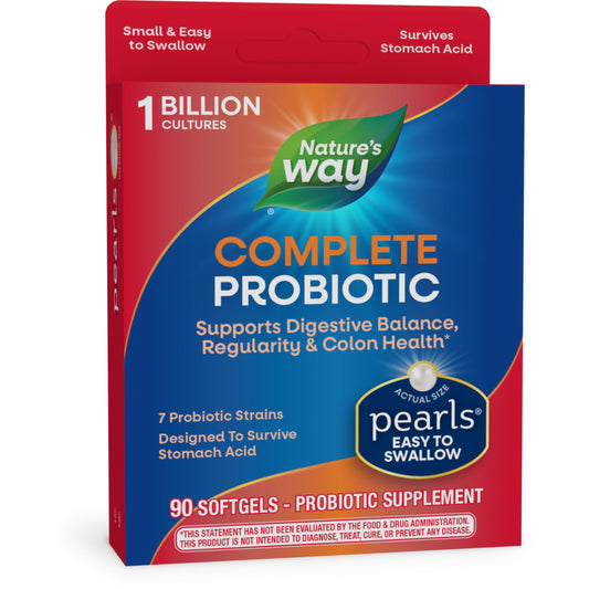 Nature's Way Complete Probiotic Pearls, Supports Digestive Balance*, 1 Billion Live Cultures, Supplement for Men and Women, No Refrigeration Required, 90 softgels (Packaging May Vary) - Nirvana Guru