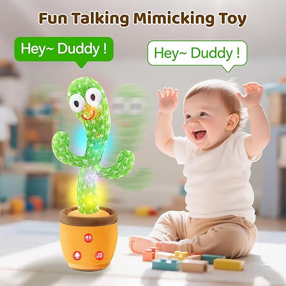 Dancing Talking Cactus Toy for Baby Toddler, Boys Girls Gifts Singing Mimicking Recording Repeating What You Say Baby Toys with 120 English Songs (Adjustable Volume) nirvanaguru