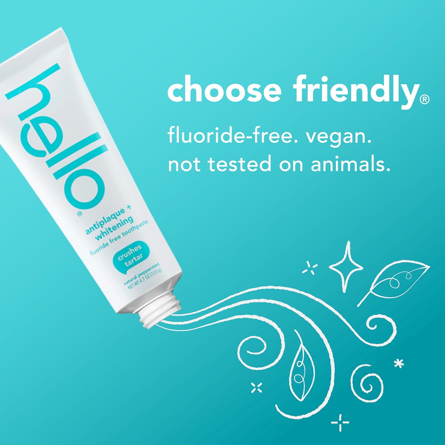 Hello Antiplaque Toothpaste, Fluoride Free for Teeth Whitening with Natural Peppermint Flavor and Tea Tree Oil, Peroxide Free, Gluten Free, SLS Free, 3 Pack, 4.7 OZ Tubes Nirvana Guru