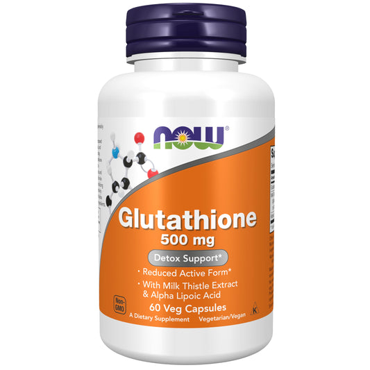 NOW Foods Supplements, Glutathione 500 mg, With Milk Thistle Extract & Alpha Lipoic Acid, Free Radical Neutralizer*, 60 Veg Capsules - Nirvana Guru