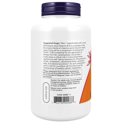 NOW Foods Supplements, Pantothenic Acid (Vitamin B-5) 500 mg, B-Complex Vitamin, 100 Capsules - Nirvana Guru