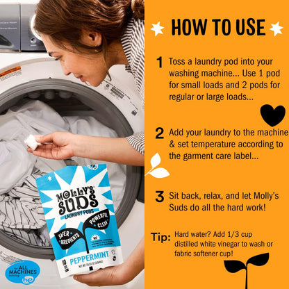 Molly's Suds Laundry Detergent Pods | Clean Detergent for Sensitive Skin | Ultra Concentrated and Stain Fighting | Peppermint - 120 Count (Value Pack) Nirvana Guru