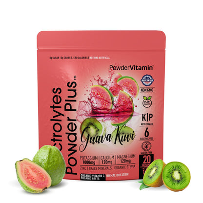 PowerVitamin Lemonade Electrolytes Powder No Sugar for Daily Energy - Keto Electrolytes - Hydration Powder with 1000mg Potassium, 120mg Calcium, Magnesium, Organic Vitamin C, 100 Servings