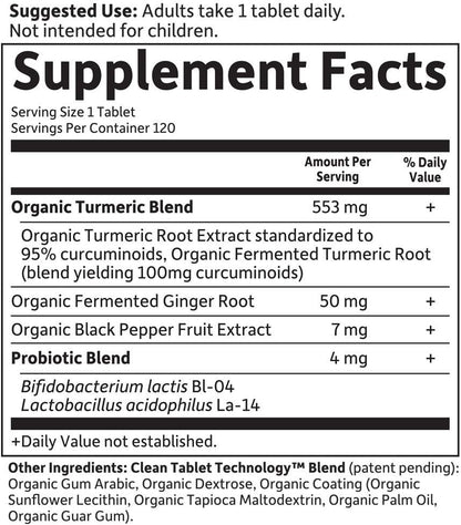 Garden of Life Organics Extra Strength Turmeric Inflammatory Response 120 Tablets-100Mg Curcumin (95% Curcuminoids) Black Pepper, Probiotics, Organic Non-GMO Vegan Gluten Free Herbal Supplement - Nirvana Guru