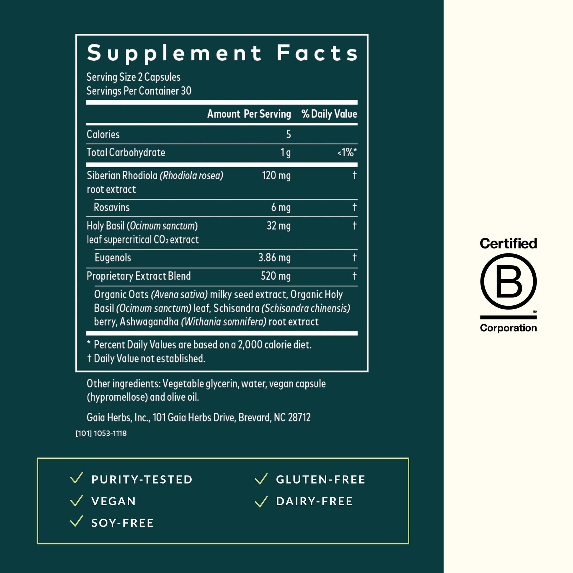 Gaia Herbs Adrenal Health Daily Support - with Ashwagandha, Holy Basil & Schisandra - Herbal Supplement to Help Maintain Healthy Energy & Stress Levels - 120 Vegan Liquid Phyto-Capsules (120 Count) - Nirvana Guru