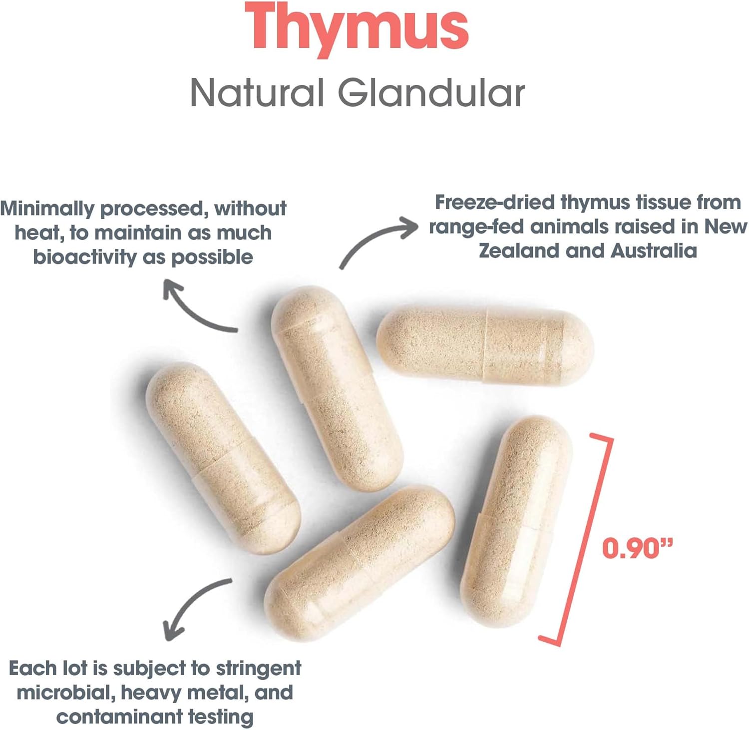 Allergy Research Group Thymus Supplement - Thymus Tissue, Glandular Extract, 1000mg Raw Thymus Glandular, Ovine, Lyophilized, Hypoallergenic - 75 Count Nirvana Guru