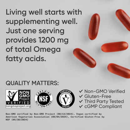 Sports Research Vegan Omega-3 Fish Oil Alternative from Algae Oil - Highest Levels of DHA & EPA Fatty Acids | Non-GMO Verified & Vegan Certified - Fresh Lemon Scent - 60 Veggie Softgels - Nirvana Guru
