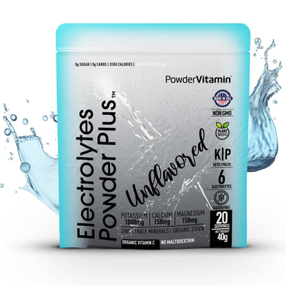 PowerVitamin Lemonade Electrolytes Powder No Sugar for Daily Energy - Keto Electrolytes - Hydration Powder with 1000mg Potassium, 120mg Calcium, Magnesium, Organic Vitamin C, 100 Servings
