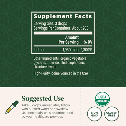 Global Healing Center - Detoxadine - Organic Nascent Liquid Iodine Supplement Drops for Thyroid Support, Detox Cleanse, and Metabolism - Non-GMO, Vegan, 200 Servings Iodine Drops (1 Oz) Nirvana Guru