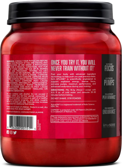 BSN N.O.-XPLODE Pre Workout Powder, Energy Supplement for Men and Women with Creatine and Beta-Alanine, Flavor: Fruit Punch, 30 Servings Nirvana Guru