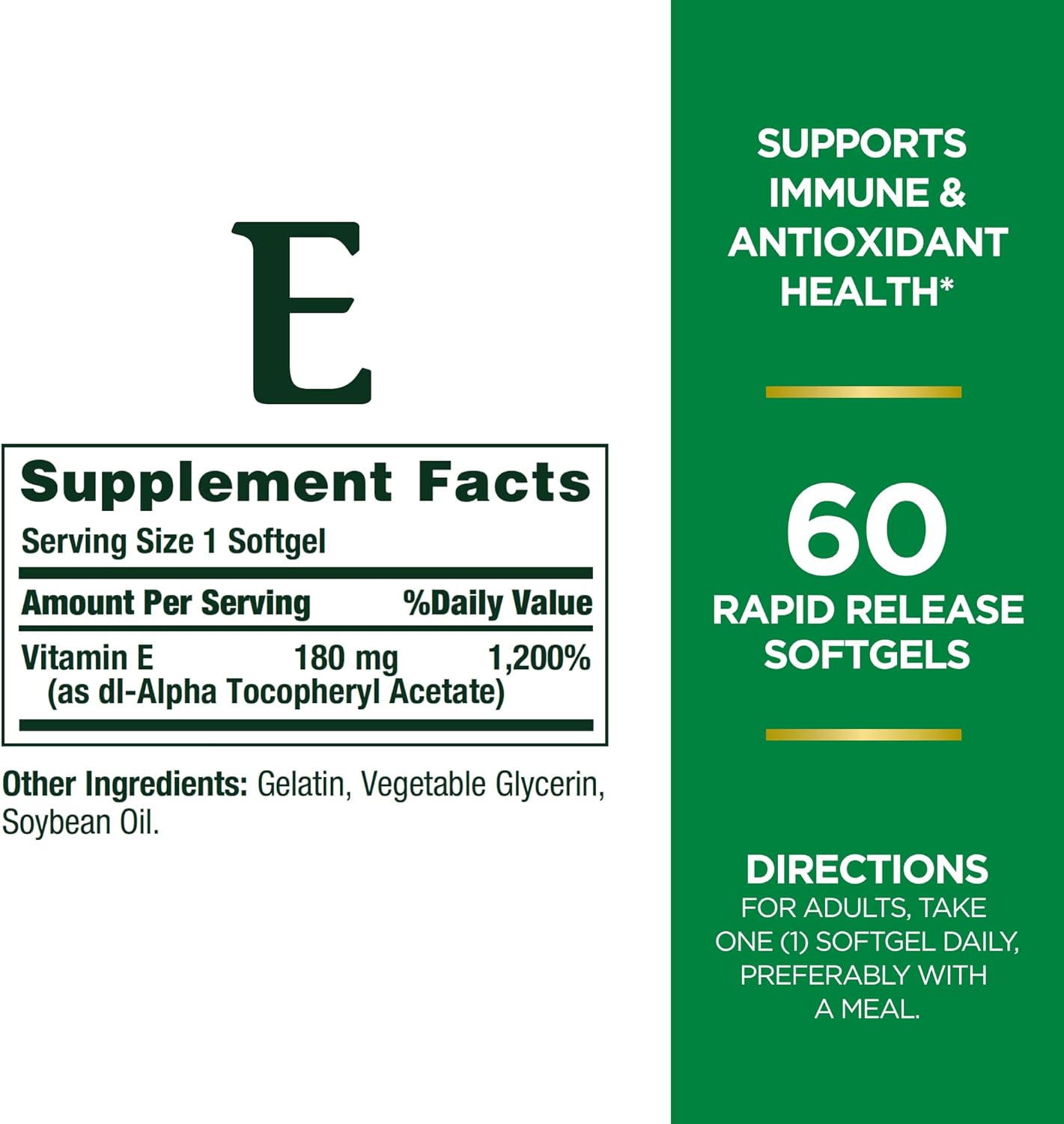 Nature's Bounty Vitamin E Pills and Supplement Softgels, Supports Antioxidant Health, 400iu, Multi, 180 mg, 120 Count (Pack of 1) Nirvana Guru