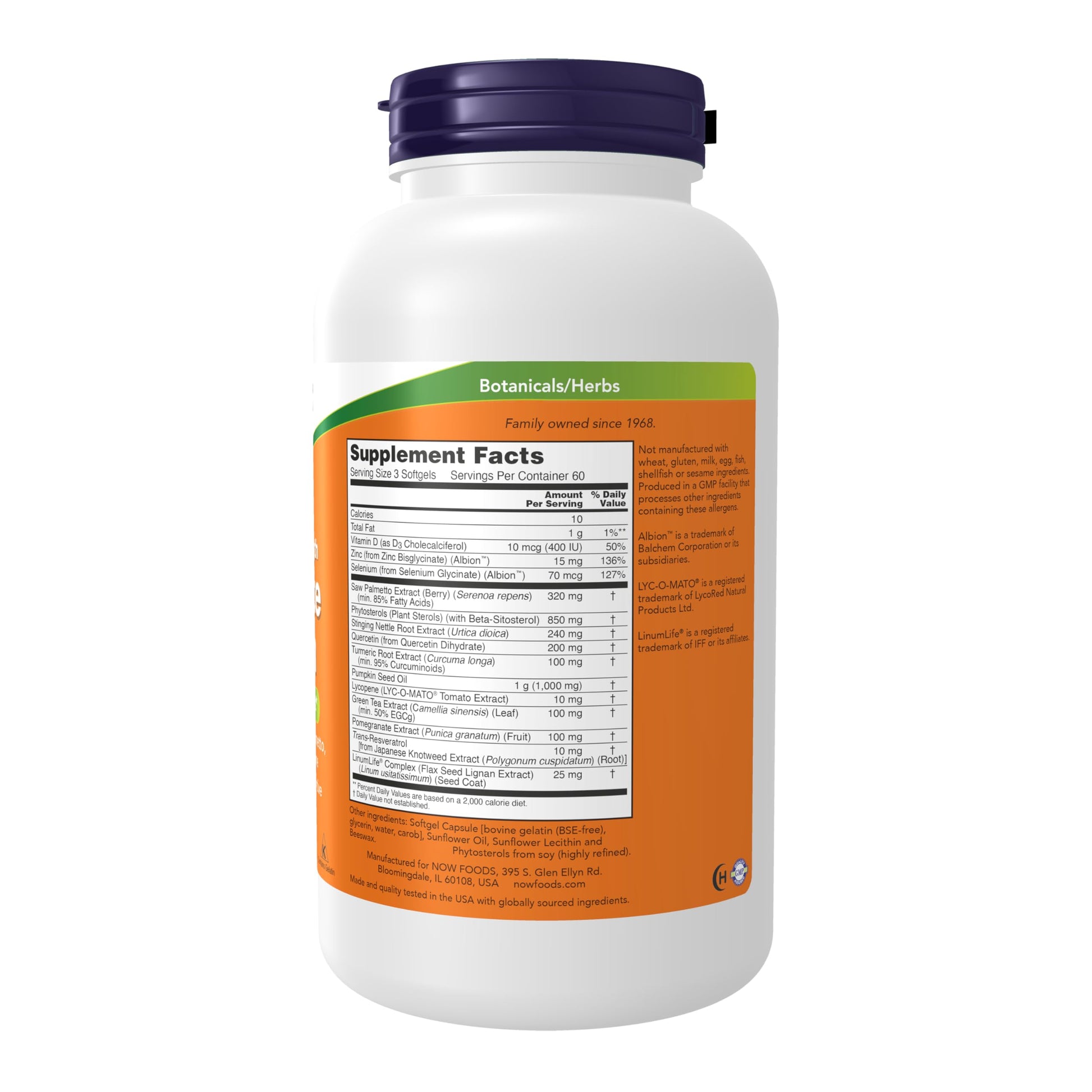 NOW Foods Supplements, Prostate Health, Clinical Strength Saw Palmetto, Beta-Sitosterol & Lycopene, 180 Softgels - Nirvana Guru
