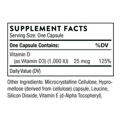 THORNE Vitamin D3 Supplement - Supports Healthy Bones, Teeth, Muscles, Cardiovascular & Immune Function* - Gluten, Dairy & Soy-Free - 10,000 IU - 60 Capsules - Nirvana Guru