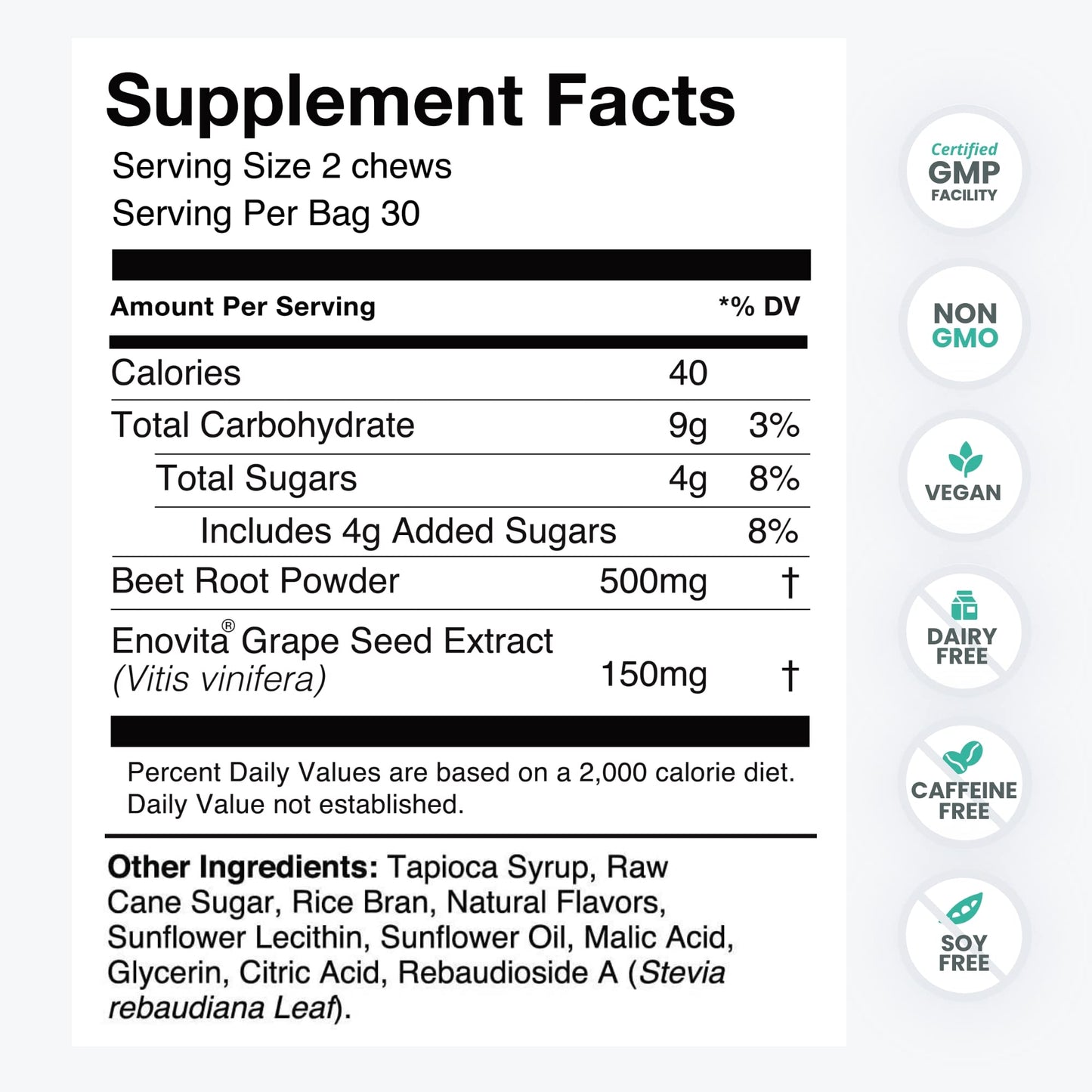 HumanN SuperBeets Heart Chews, Nitric Oxide and Blood Pressure Support, Grape Seed Extract & Non-GMO Beet Root Powder Energy, Pomegranate Berry Flavor, 120 Count - Nirvana Guru
