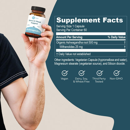RU Ved Ashwagandha Ayurvedic Supplement Stress and Mood Support (60 Capsules) Nirvana Guru